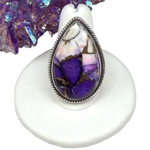 Violet Rose Kingman Turquoise Ring Size 9 925 Sterling Silver Purple Dahlia